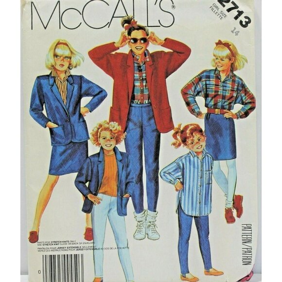 McCalls Sewing Pattern 2713 Girls Jacket Skirt Pants Size 12 VTG - Picture 1 of 2